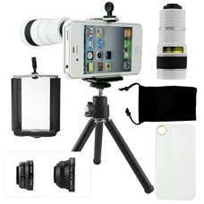 iPhone 4 4s - Camera Lens Kit including 8x Telephoto Lens Set Protective Phone Cover Case - White